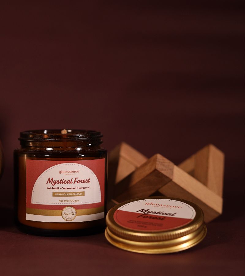Mystical Forest Candle - Patchouli, Cedarwood, Bergamot blends Essential Oil Essence Candle